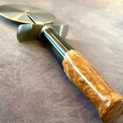 Hand Crafted Large Pizza Cutter with Mallee Burr and Resin Handle