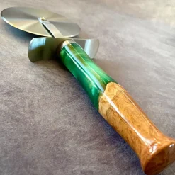 Hand Crafted Large Pizza Cutter with Mallee Burr and Resin Handle