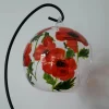 Hand Painted Glass Candle Holder - Poppy