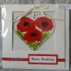 Hand Painted Glass Heart Suncatcher with Poppies