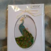 Hand Painted Glass Plaque/Suncatcher - Peacock
