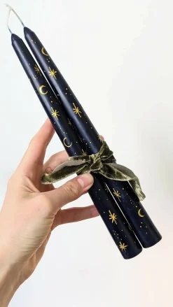 Hand Painted Star Taper Candles