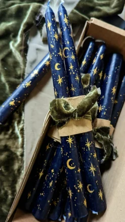Hand Painted Star Taper Candles