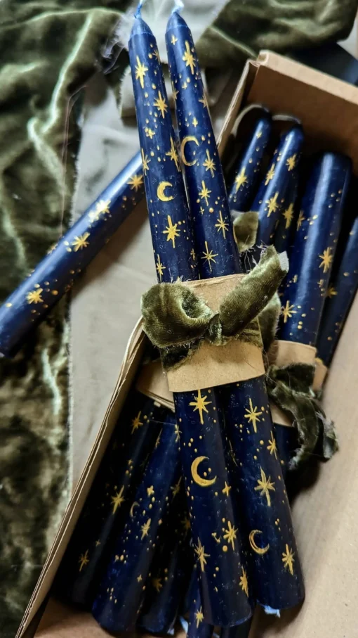 Hand Painted Star Taper Candles