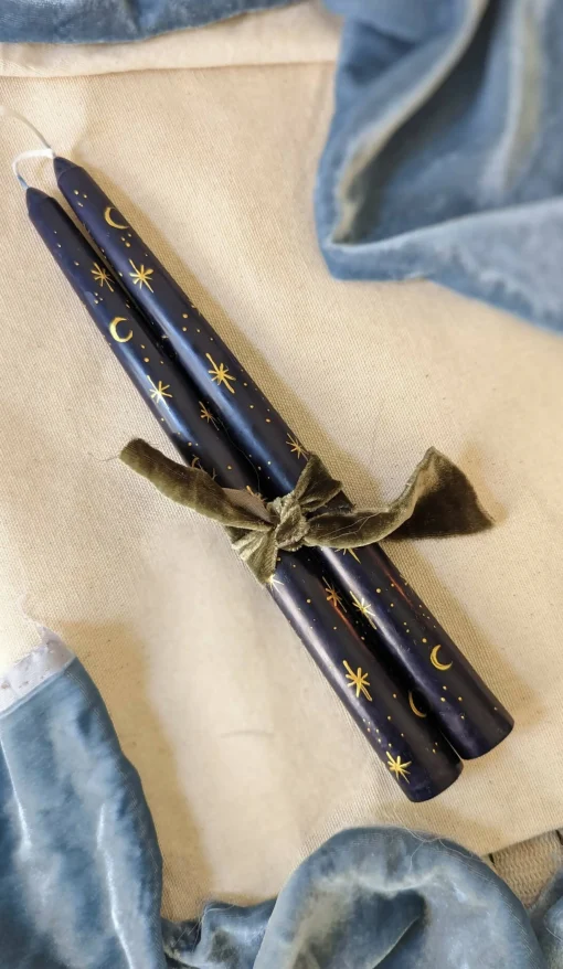 Hand Painted Star Taper Candles