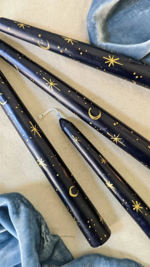 Hand Painted Star Taper Candles