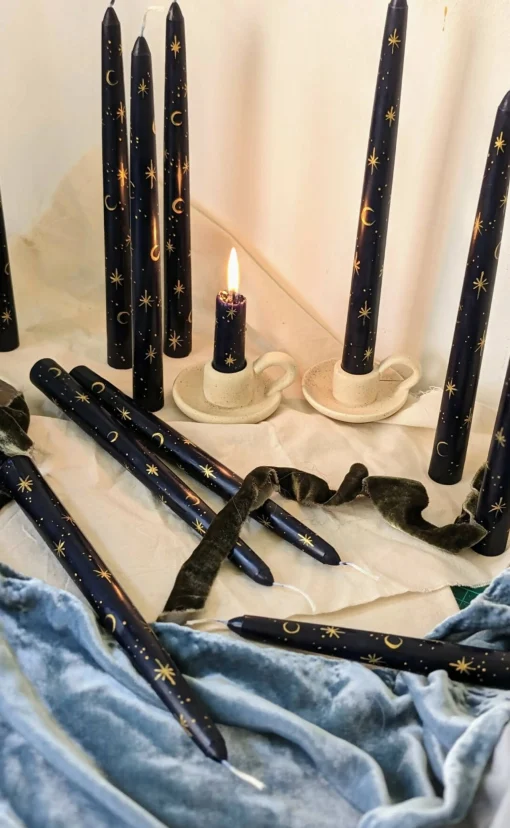 Hand Painted Star Taper Candles