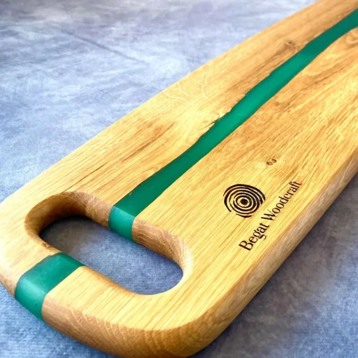 Handcrafted English Oak Large Charcuterie Board with Resin River Desig