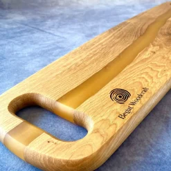 Handcrafted English Oak Large Charcuterie Board with Resin River Desig