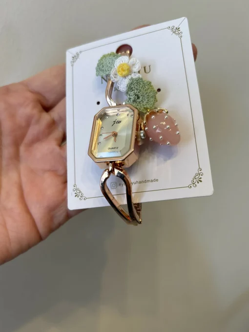 Handmade Micro Crochet Strawberry Flower Women's Watch