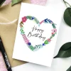 Happy Birthday Floral Heart Card