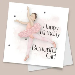 Happy Birthday Greeting Card- Ballerina brown