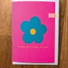Happy Birthday large flower card - hot pink