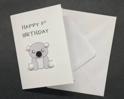 Happy 1st Birthday Koala - Pom Pom greeting card
