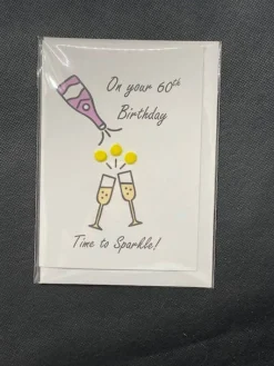 Happy 60th Birthday glasses - Pom Pom greeting card