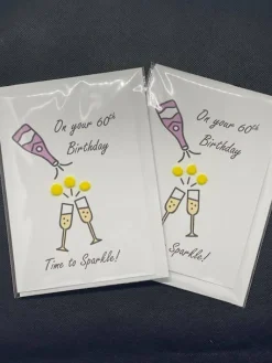 Happy 60th Birthday glasses - Pom Pom greeting card