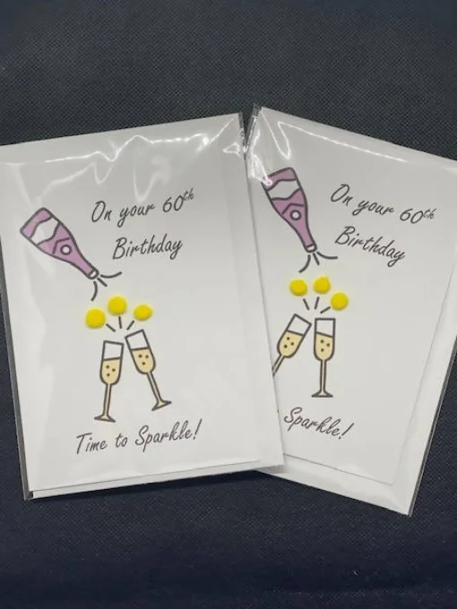 Happy 60th Birthday glasses - Pom Pom greeting card