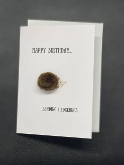 ‘Hedgehugs’ Happy Birthday- Pom Pom greeting card