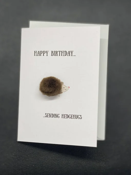 ‘Hedgehugs’ Happy Birthday- Pom Pom greeting card