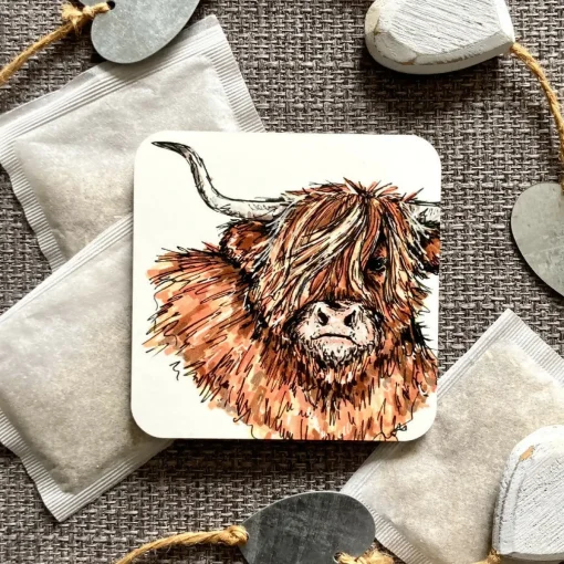 Highland Cow Illustrated Coaster