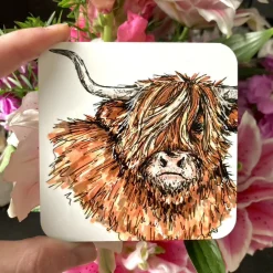 Highland Cow Illustrated Coaster