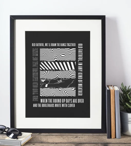 Hull FC Art Print OLD FAITHFUL LYRICS Design in Black