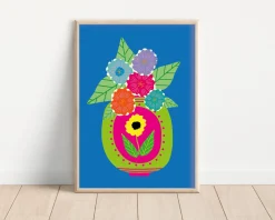 Illustrative Vase Of Flowers Print A3
