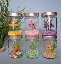 Jar Aquarium with a Crochet Fish