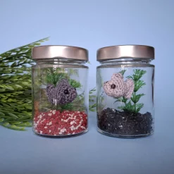 Jar Aquarium with a Crochet Fish