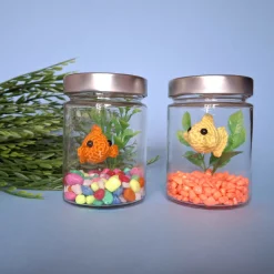 Jar Aquarium with a Crochet Fish