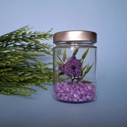 Jar Aquarium with a Crochet Fish