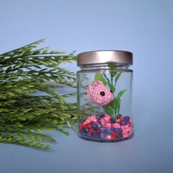 Jar Aquarium with a Crochet Fish