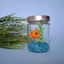 Jar Aquarium with a Crochet Fish