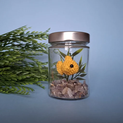 Jar Aquarium with a Crochet Fish