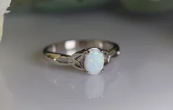 Lab Opal Ring on Celtic Band