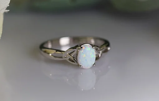 Lab Opal Ring on Celtic Band