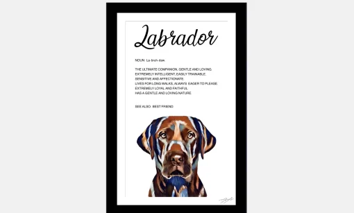 Labrador Dog - Definition Quote - Framed Artwork.