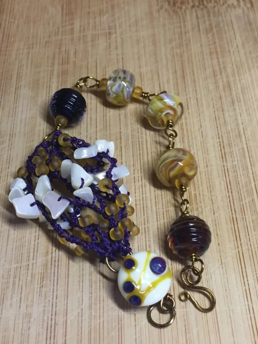 Lampwork Bead & Crochet Bracelet Lkr139