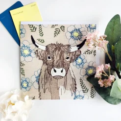 Latte Highland Cow Greetings Card