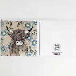Latte Highland Cow Greetings Card