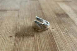 Lead Detail Silver Plated Spiral Spoon Ring