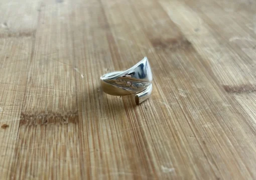 Lead Detail Silver Plated Spiral Spoon Ring