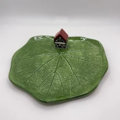 Leaf Plate with Miniature Cottage