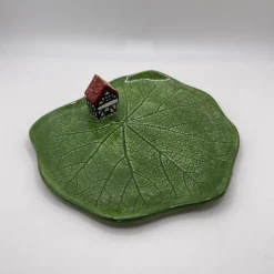 Leaf Plate with Miniature Cottage