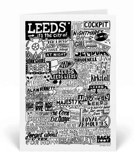 Leeds Landmarks Greeting | Music Fan Gift Idea | Art & Soul