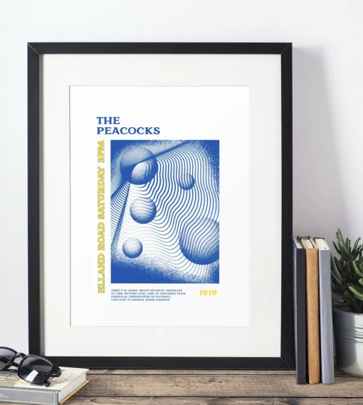 Leeds Utd Art Print PSYCHEDELIC Design in White