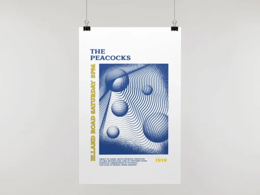 Leeds Utd Art Print PSYCHEDELIC Design in White