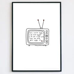 Let's Watch Telly Illustrated Poem Print