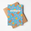 Light Blue Happy Birthday Card with Abstract Design
