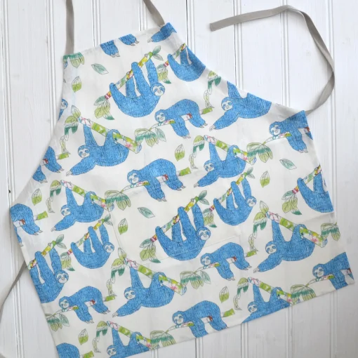 Linen Children's Apron - Sloth Print
